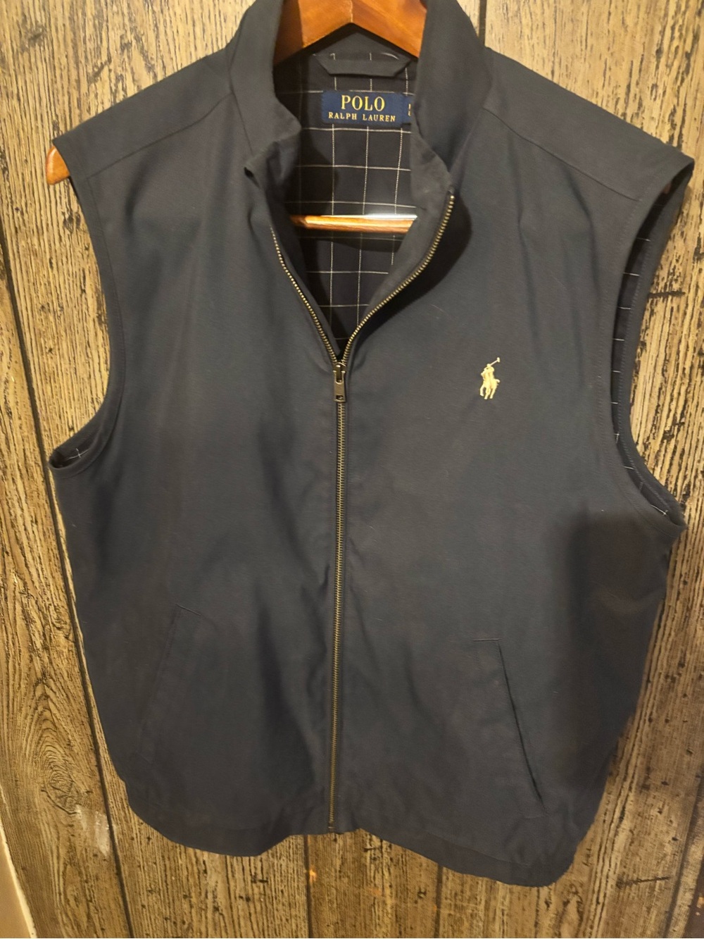 Polo by Ralph Lauren Men's Navy Cotton Zip-Front Vest L